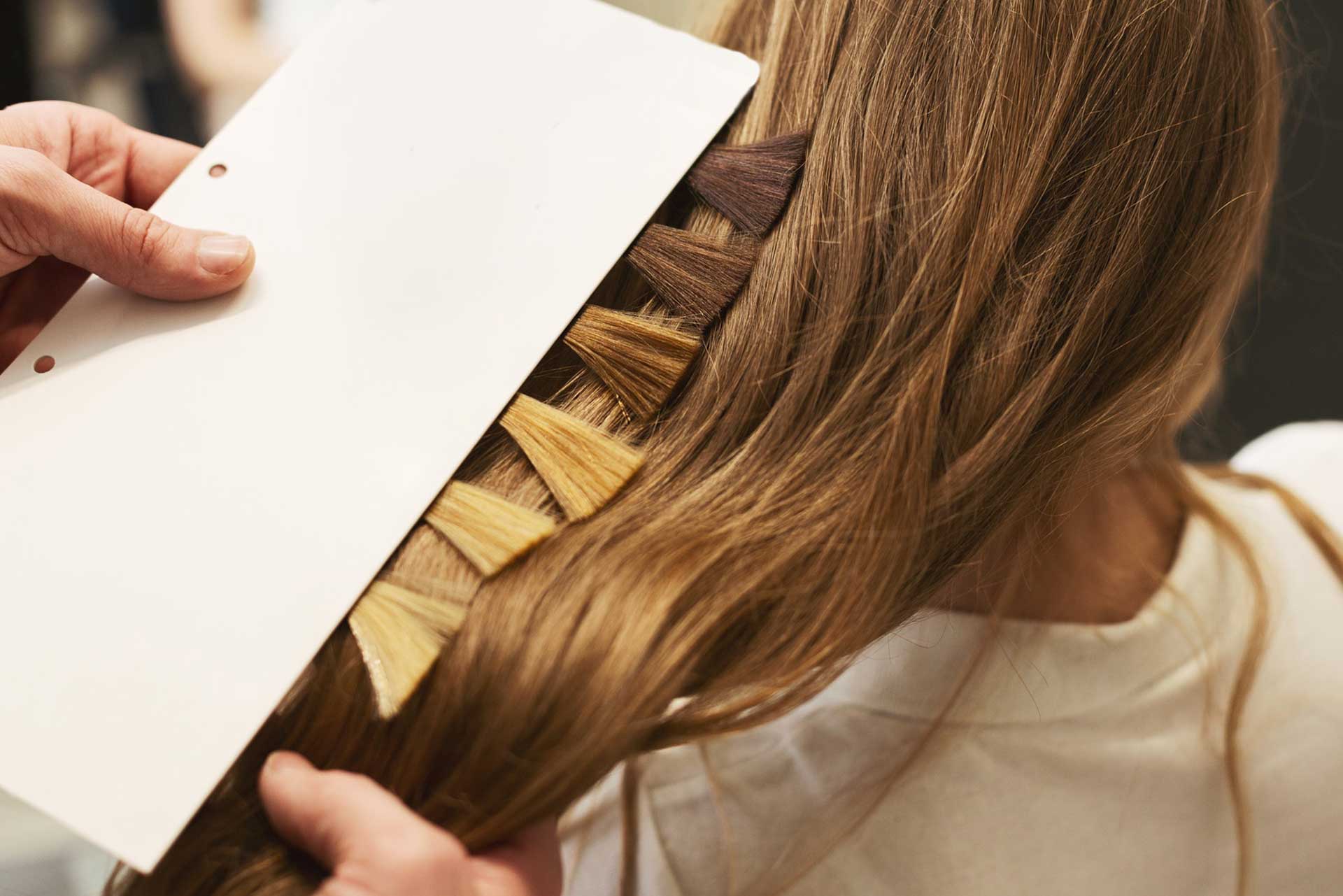 Pruebas de color para tinte sobre el pelo de la clienta